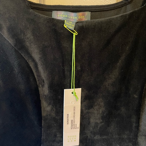 GOOD LUCK GEM / black velvet/corduroy dress / size medium - Picture 6 of 6